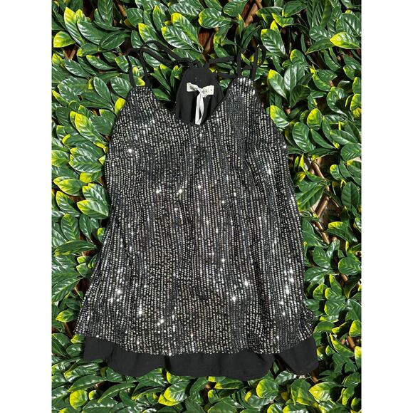Grace Karin Black Silver Halter Sleeveless Top Size M NWT - Picture 1 of 3